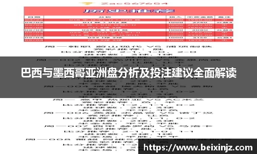 巴西与墨西哥亚洲盘分析及投注建议全面解读